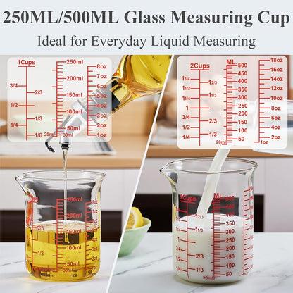 High Borosilicate Glass Measuring Cup-V-Shaped Spout，Glass Measuring Beaker for Kitchen or Restaurant, Easy to Read, 60 ML (2 Oz)-Pack of 2