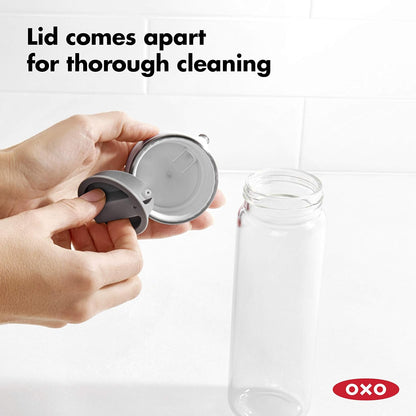 OXO Good Grips Precision Pour Glass Dispenser Set, 2 Piece Oil & Vinegar Set, Clear, White
