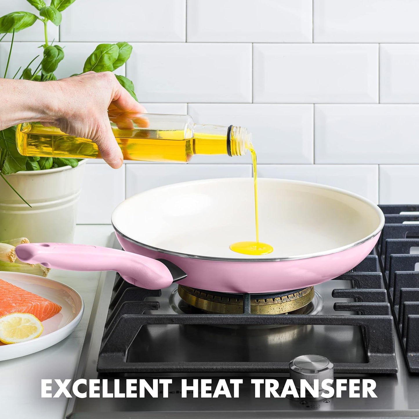 GreenPan Rio Healthy Ceramic Nonstick 8" Frying Pan Skillet and Silicone Spatula Set, Soft Grip Handle, Breaktfast Meal Set, PFAS-Free, Dishwasher Safe, Oven Safe, Oxford Blue