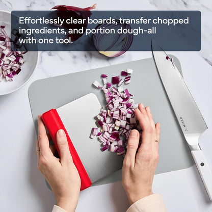 Misen Stainless Steel Bench Scraper - Versatile Food Scraper with Walnut Handle - Ideal for Kitchen, Pastry & Dough - Durable Cutting Board Scraper Tool - Effortless Transfer into Pots & Pans -Walnut
