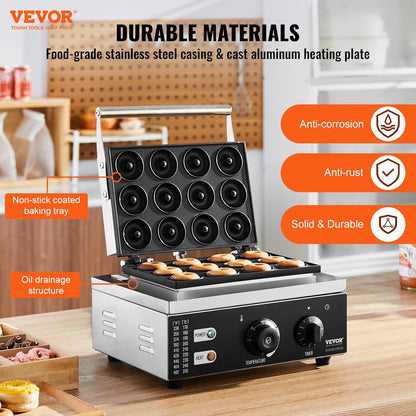 VEVOR Donut Depositor, Large Capacity Manual Donuts Dropper, 304 Stainless Steel Commercial Batter Dispenser, 6 Thicknesses Adjustment Doughnut Hopper with Stand, For Restaurant Cafe Bakery Kitchen