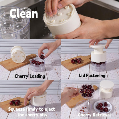 Cherry Pitter, 7-in-1 Multi Cherry Pitter Tool for Multiple Cherries, Quick Pit Remover and Cherry Seed Remover