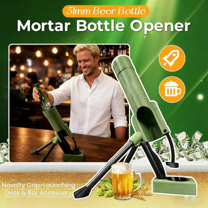Mortar Bottle Opener, 51mm Beer Bottle Mortar Opener, Heavy-Duty Tactical Cap Launcher, Funny Hands-Free Push Down Bottles Cap Launcher, Home Party Bar Desk Decor