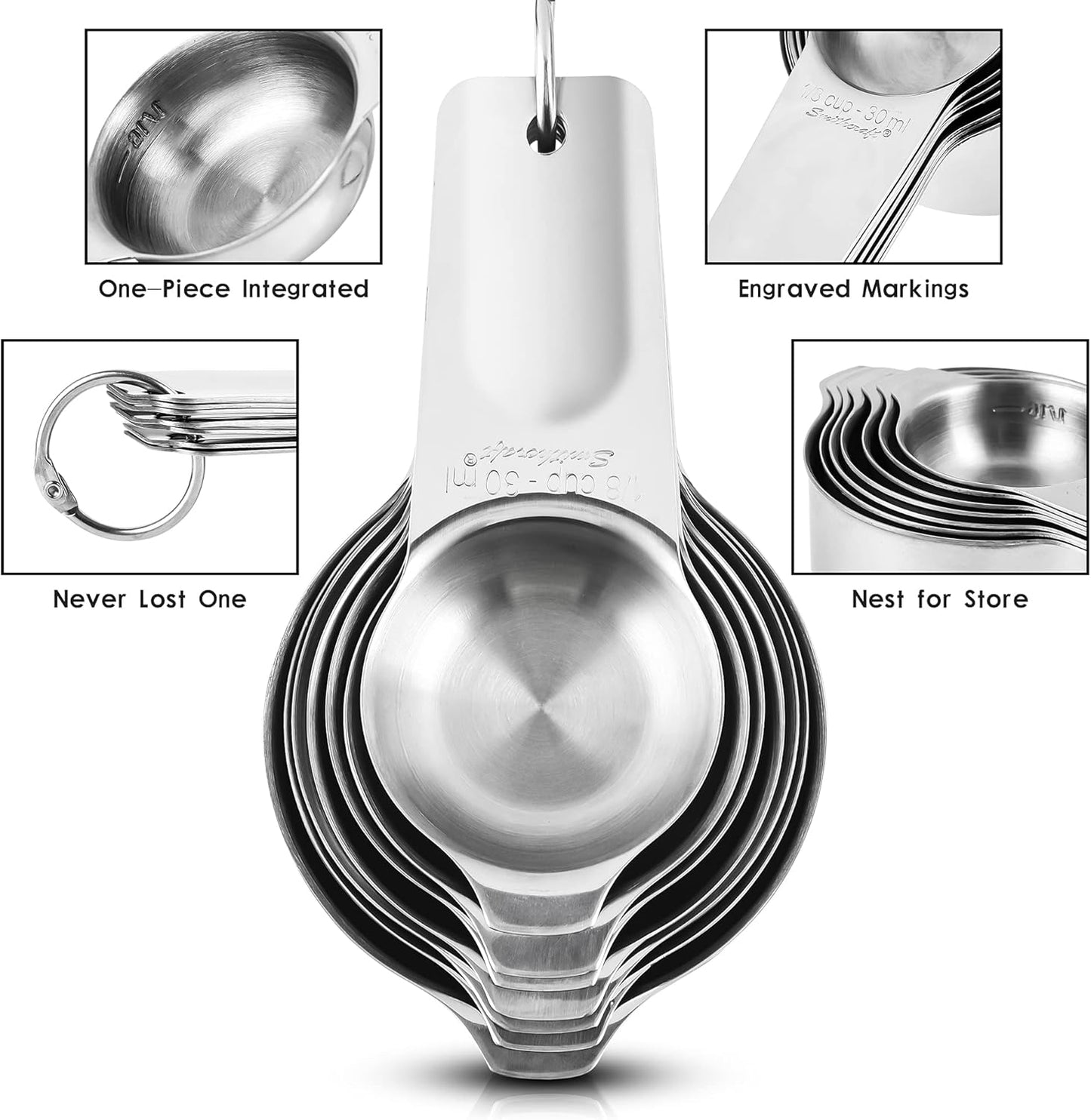 Measuring Cups and Spoons Set, Copper Measuring Cups and Spoons Set for Dry & Liquid, Metric&US 7 Stainless Steel MeasureR Cup&9 Spoon Leveler & Measure Enquivalents for Kitchen & Baking