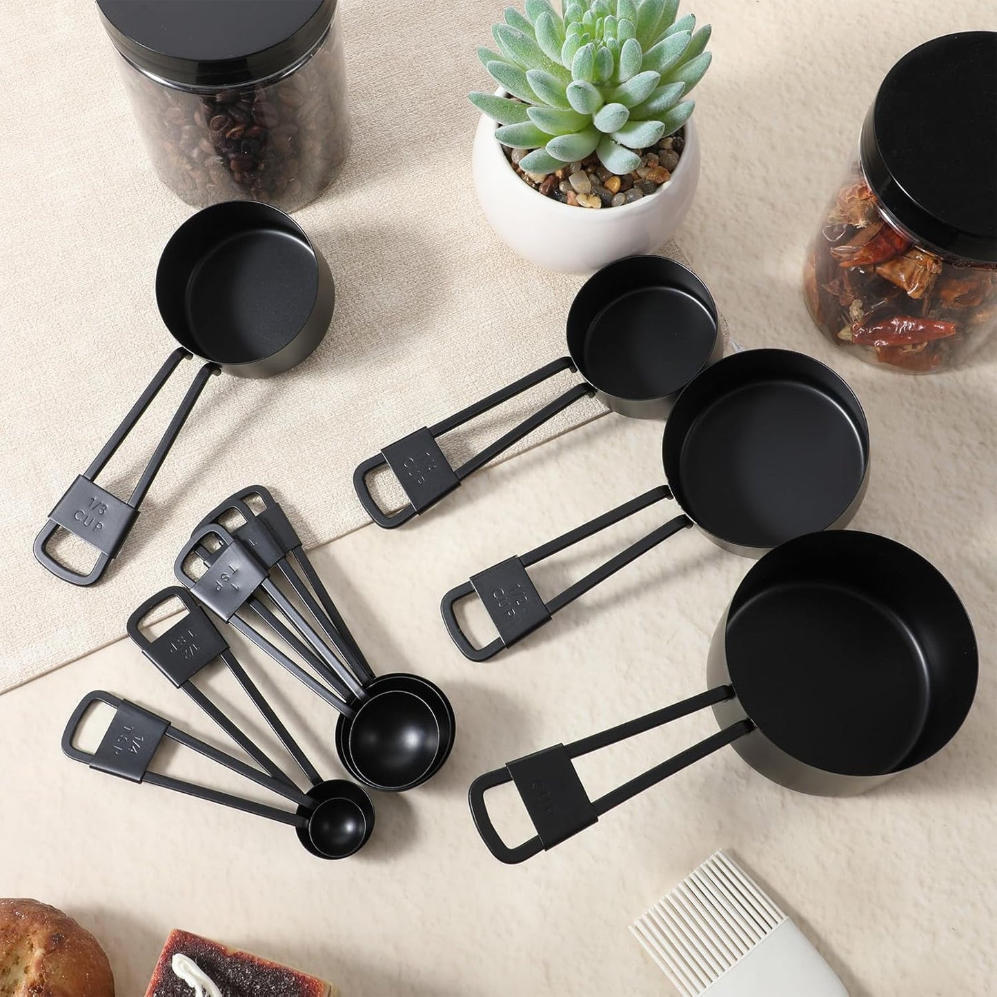 9 PCS GOLD Stainless Steel Measuring Cups and Spoons Set, Gold Nesting Design Teaspoon Stackable Cups and Spoons Heavy Duty Measuring Cup Set for Dry and Liquid Ingredients and Baking, Cooking(Golden)