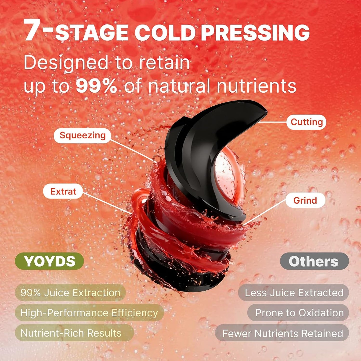 Cold Press Juicer, 5.5inch Wide Feed Chute Juicer Extractor Machine, Slow Masticating Juicer for Whole Vegetables & Fruits, Black