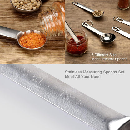 5pcs Measuring Spoon Set, Heavy Duty Stainless Steel Measuring Spoons for Cooking Baking, Tablespoon Teaspoon for Dry or Liquid Ingredients, Fits in Spice Jar, 1/4 1/2 1 tsp, 1/2 1 tbsp