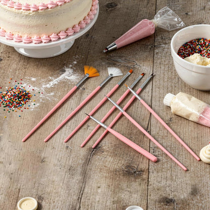Qianyu 20Pcs Cake Decorating Brushes Cookie Decorating Tool Set Cake Fondant Paint Pastry Brush Curved Tip Tweezers Pasta Tweezers Sugar Stir Needle for Christmas Sprinkles Baking