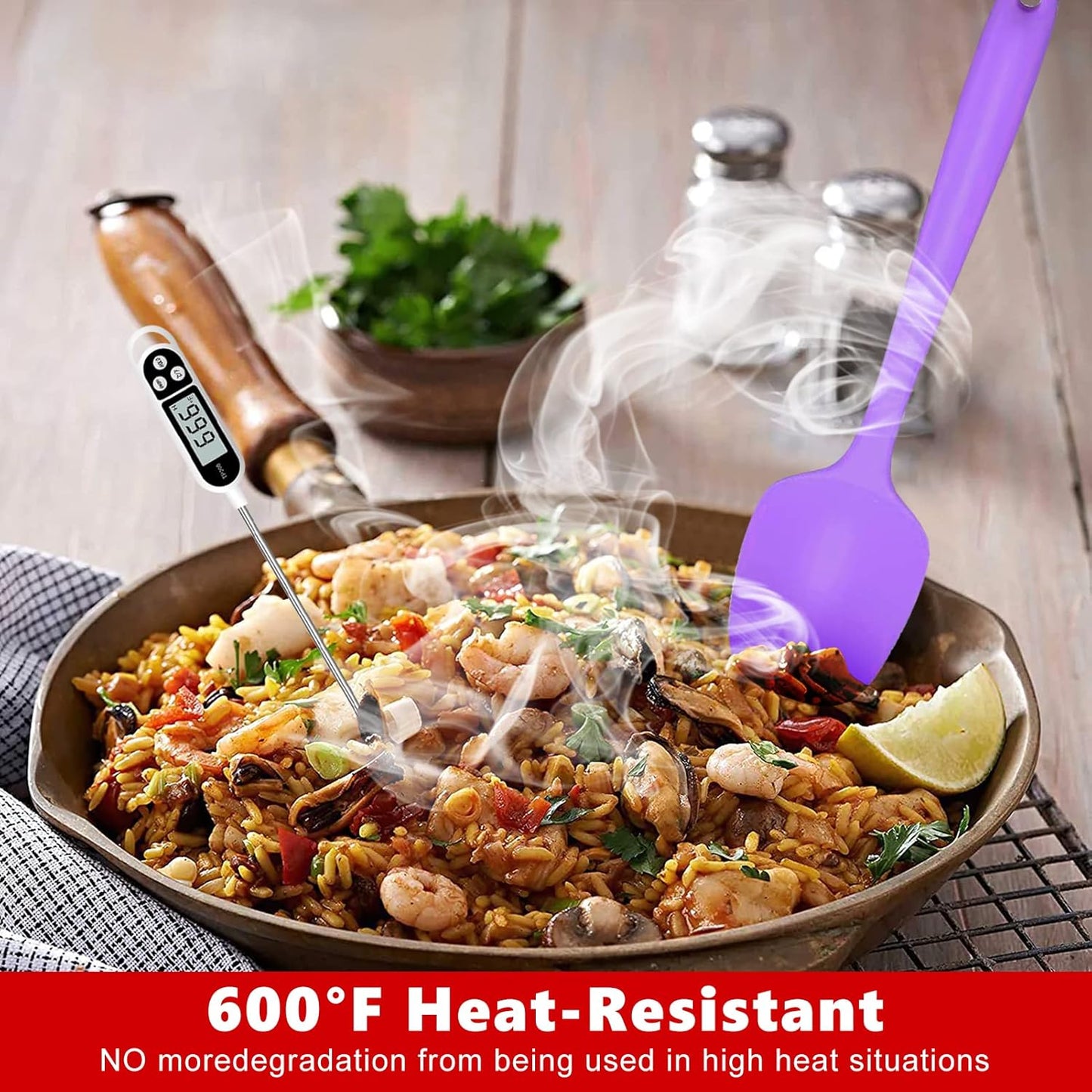 Heat Resistant Silicone Spatulas Set 6pcs, Seamless Design Non-Stick Mixing Spatulas with Stainless Steel Core, Premium BPA-Free Rubber Spatula Baking Cooking Utensile for Home Kitchen BBQ (white)