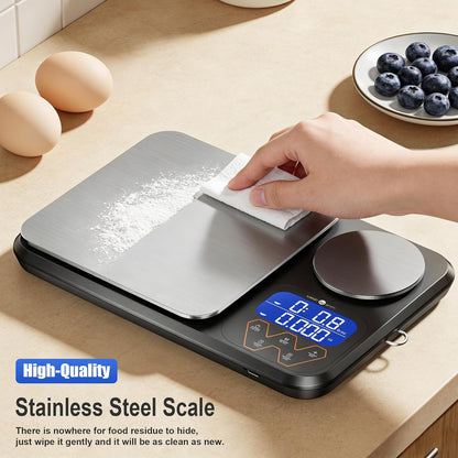 Rechargeable 0.01g/5kg Dual Platform Food Kitchen Scales Digital Weight Grams and Ounces, Two Precisions Kitchen Scale for Sourdough Bread, Baking and Cooking with 3 Units Tare, Accumulation Functions