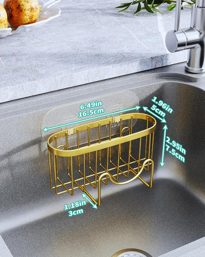 HapiRm Multifunctional Sponge Holder with Unique M-Shaped, 2 Installation Methods Kitchen Sink Caddy Organizer, Rustproof Stainless Steel Kitchen Organizers and Storage Essentials - Black