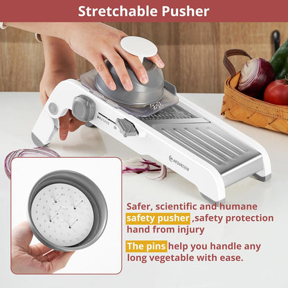 24-In-1 Mandoline Slicer for Kitchen with Waffle Fry Cutter Blade,Adjustable Kitchen Mandoline Slicer,Food Chopper,Safe Mandoline Food Slicer,Mandolin with Waffle Fry Cutter-Grey