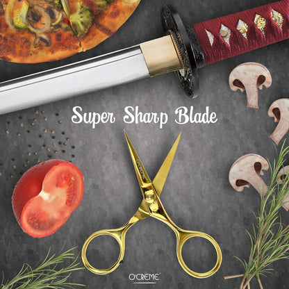 O'Creme Super Sharp Chef Scissors All Stainless Steel Snips Garnishing Tool (Gold)