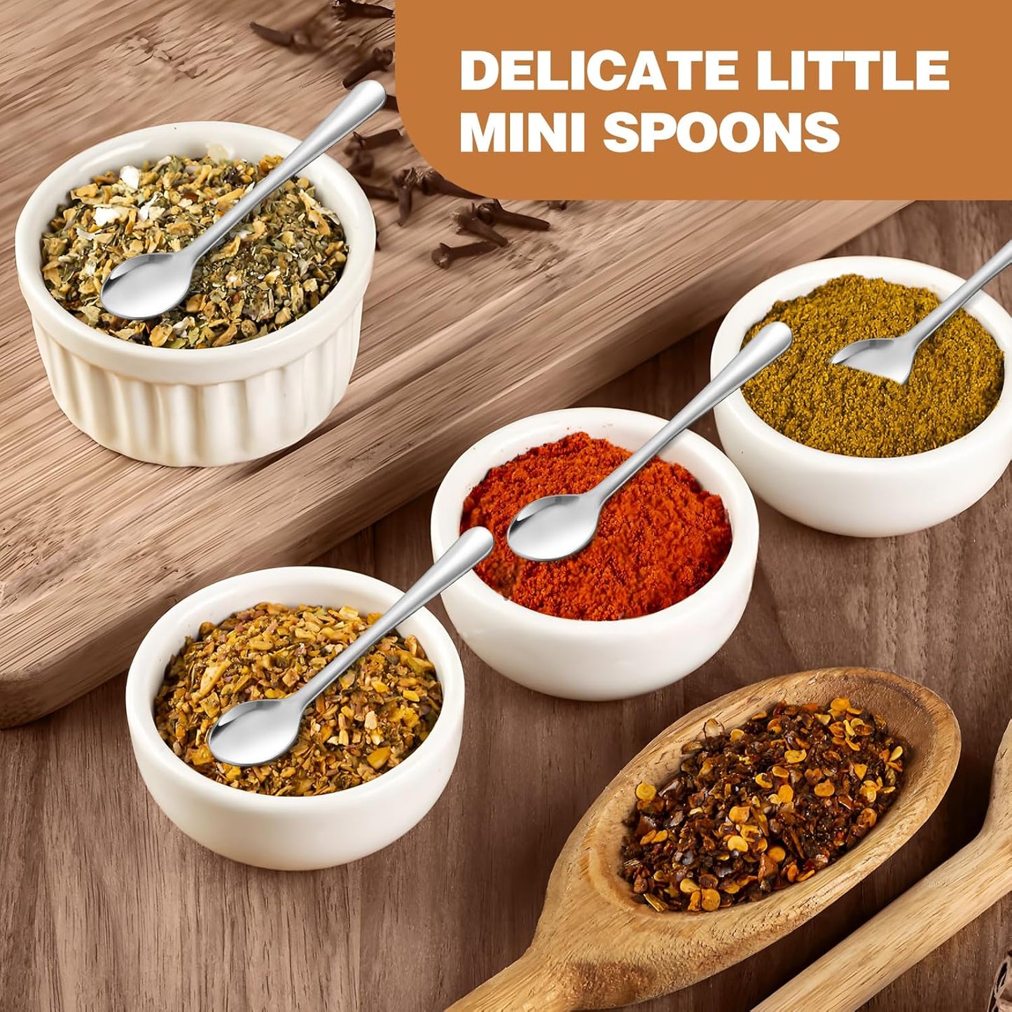 8 PCS Mini Spoons for Desserts, Honey, And Tasting, Small Stainless Steel Tiny Spoons for Spices, Salt, Sugar, Pepper, 2.87" Cute Condiment Scoops