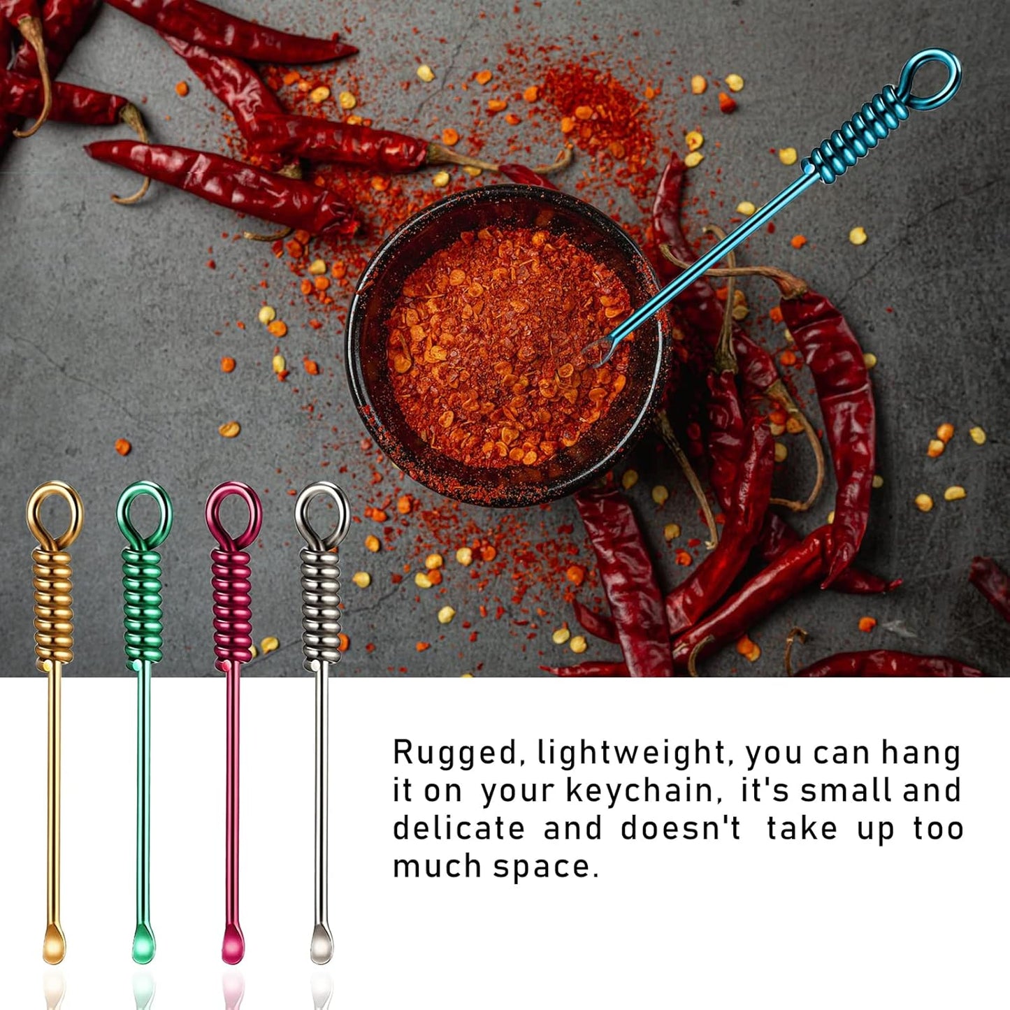 25 Pcs Mini Spoon Tiny Shovel Spoon Portable Scoop Pendant Tiny Powder Spoons for Spices Salts Sand Spice Scoop