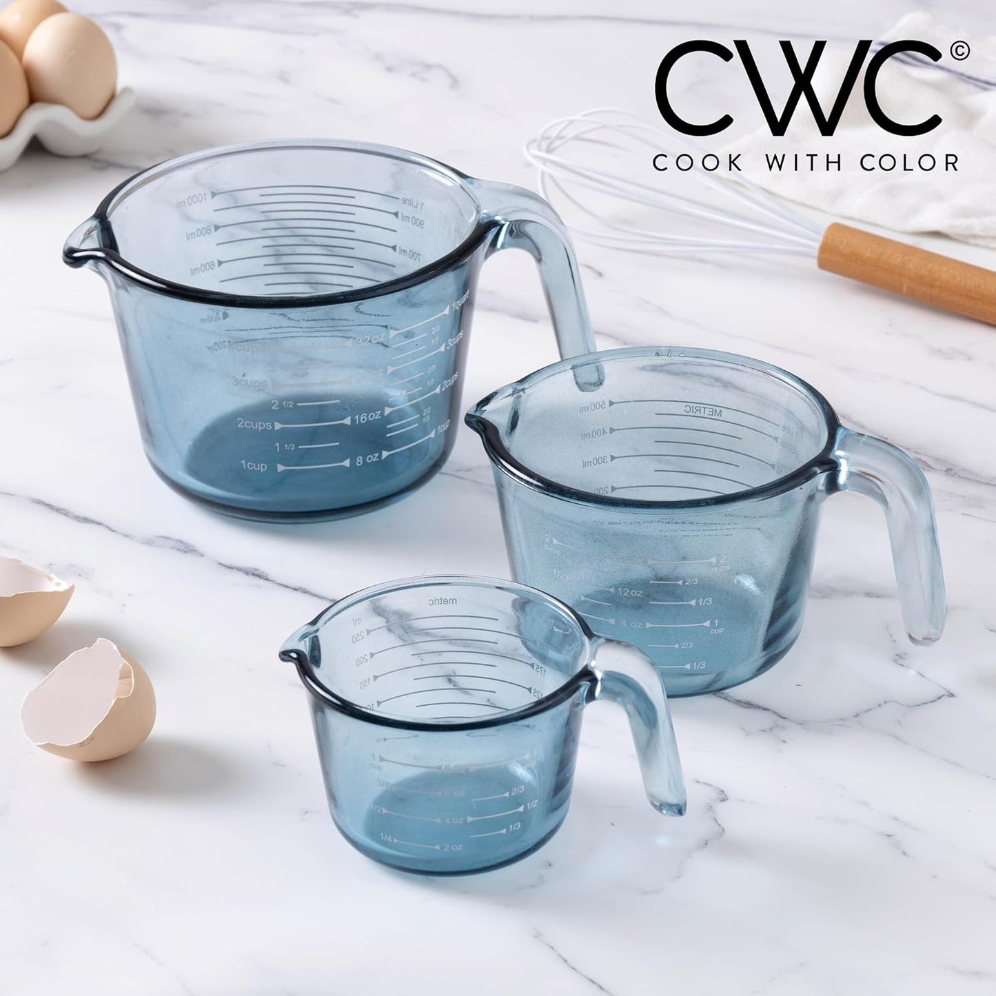 COOK WITH COLOR Glass Measuring Cups - Ideal for Cooking and Baking, Green