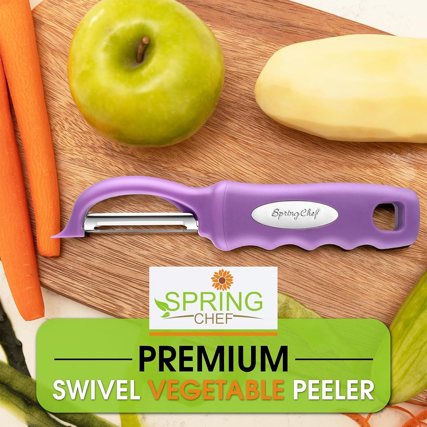 Spring Chef Premium Swivel Vegetable Peeler, Soft Grip Handle and Ultra Sharp Stainless Steel Blades - Perfect Kitchen Peeler For Veggie, Fruit, Potato, Carrot, Apple - Pink Lemonade