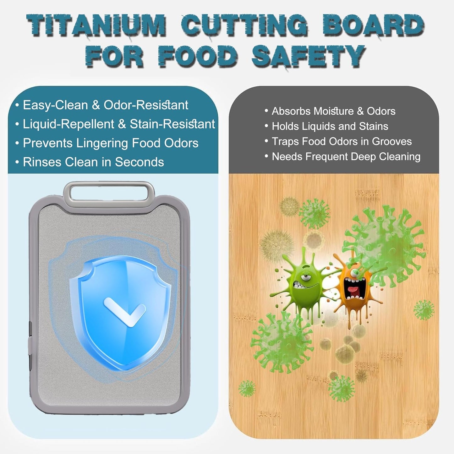 Titanium Cutting Board, 2-in-1 Titanium Alloy And Wheat Straw PP Chopping Board with Avocado Slicer, Food Grade Cutting Board with Handle for Kitchen, RV, Camping(16x11 Inches, Random Color)