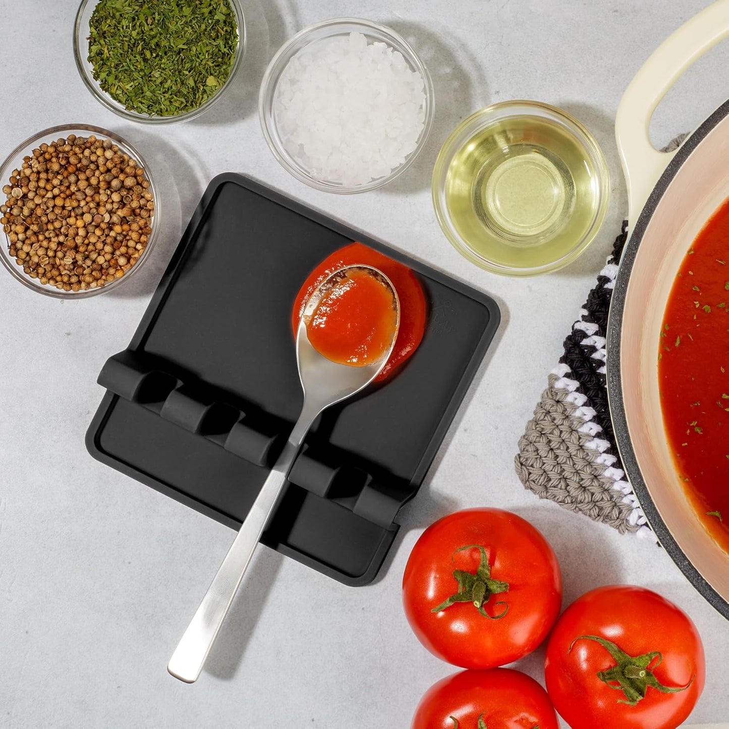 Zulay Kitchen Spoon Rest for Multiple Utensils High Heat-Resistant Silicone Drip Pad, BPA-Free Spoon Holder for Stove Top, Kitchen Gadget Holder for Ladles, Tongs, Cooking Spatula - Makes Great Gift