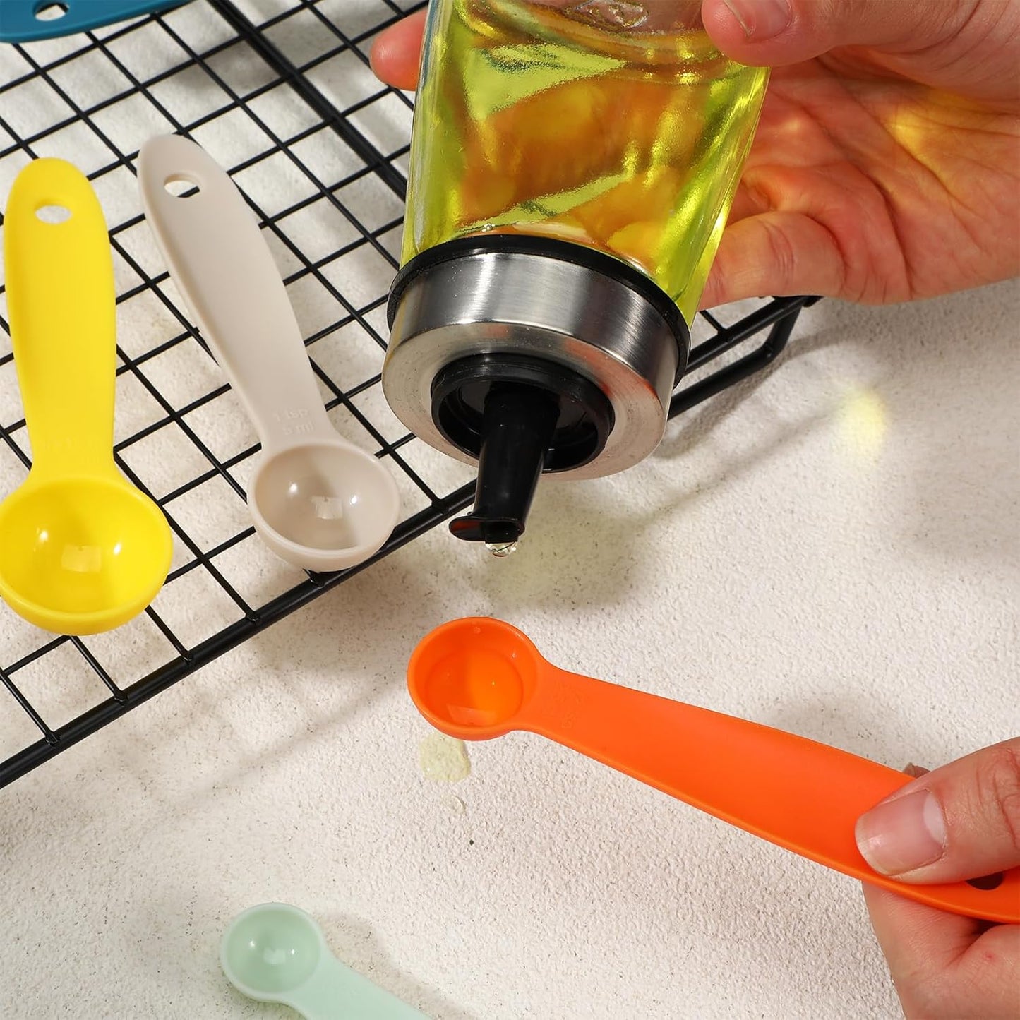 Silicone Measuring Spoons, Plastic Measuring Spoons Set of 5, Assorted Colors