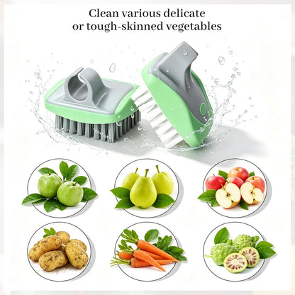 Aodaer 4 Pieces Vegetable Brush Potato Scrubber Brush Silicone Hard and Soft Side Fruit Cleaning Tools for Delicate or Tough-Skinned Vegetables