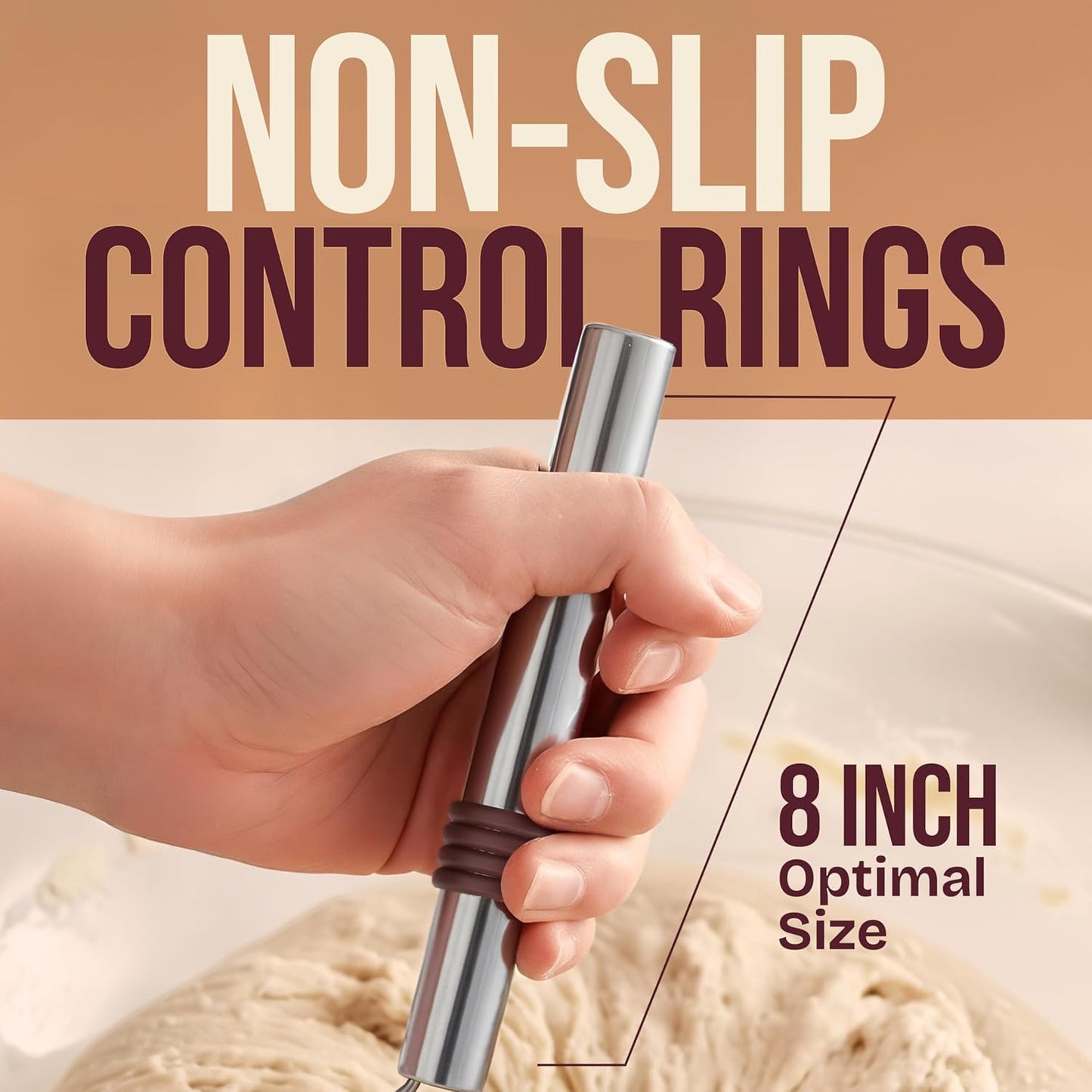 Superbaking Danish Dough Whisk - 12" Bread Whisk for Dough Mixing - Single Eye Design Sourdough Whisk - Sourdough Bread Baking Supplies - Bread Making Tools and Accessories - Ergonomic Wooden Handle