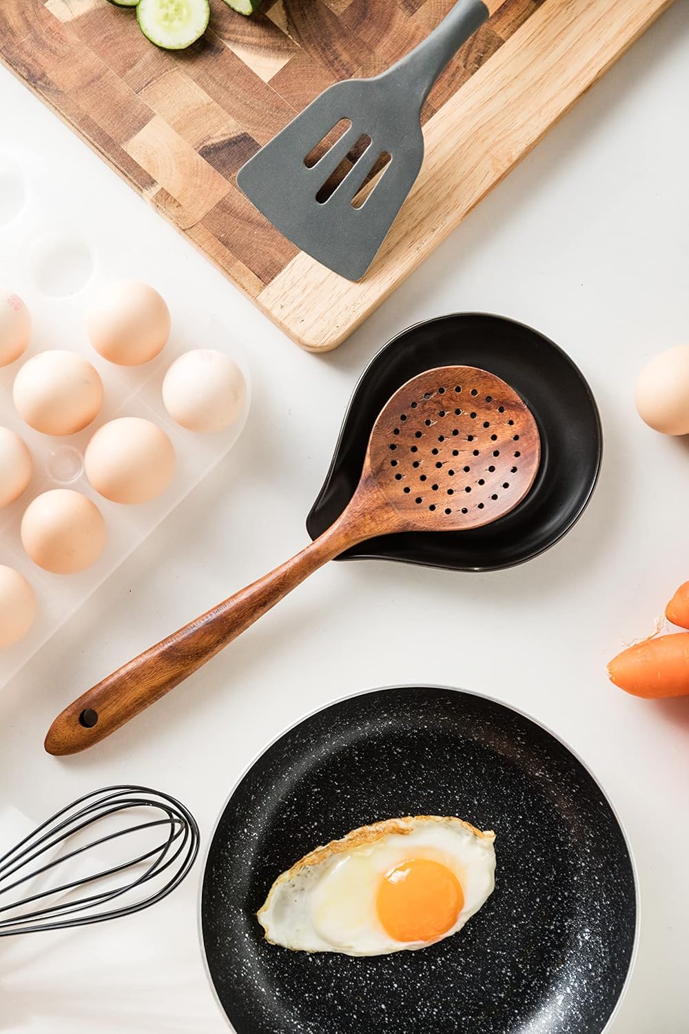 LAUCHUH Spoon Rest, Large Ceramic Spoon Holder for Kitchen Counter Spatula Rest Heat-Resistant Spoon Rest for Stove Top Cooking Utensil Holder, Farmhouse Kitchen Décor for Father's Day, Cream, 5 Inch