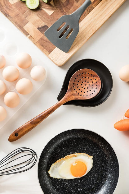 LAUCHUH Spoon Rest, Large Ceramic Spoon Holder for Kitchen Counter Spatula Rest Heat-Resistant Spoon Rest for Stove Top Cooking Utensil Holder, Farmhouse Kitchen Décor for Father's Day, Cream, 5 Inch