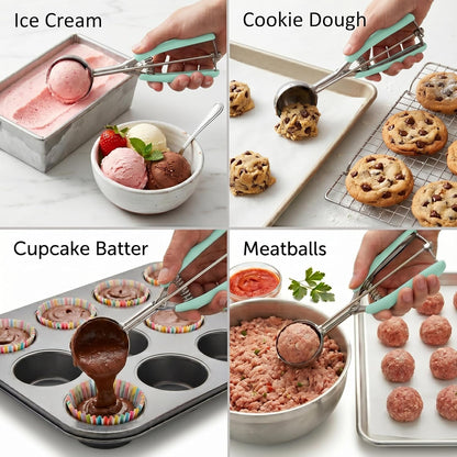Ice Cream Scoop, 18/8 Stainless Steel Cookie Scoop, Cookie Scoops for Baking, 2 Tbsp/ 30 ml/ 1 oz Cookie Dough Scoop, Ice Cream Scooper with Trigger Release, Cookie Scooper for Baking