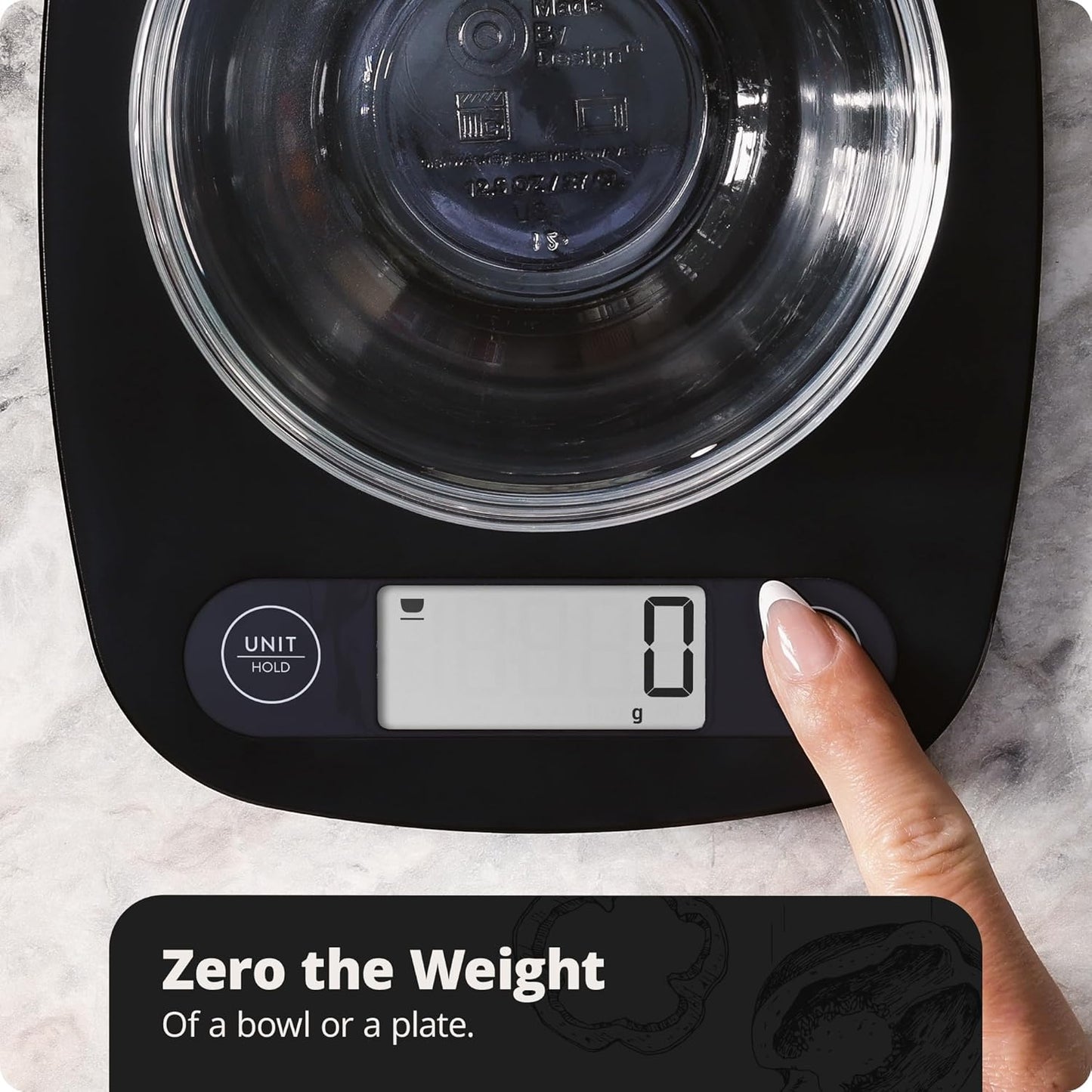 Greater Goods Food Scale – Digital Kitchen Scale, 1g Precision, Easy-Tare & Quick Conversion, Slim Compact Design, Durable & Portable | Ideal for Cooking, Baking & Meal Prep