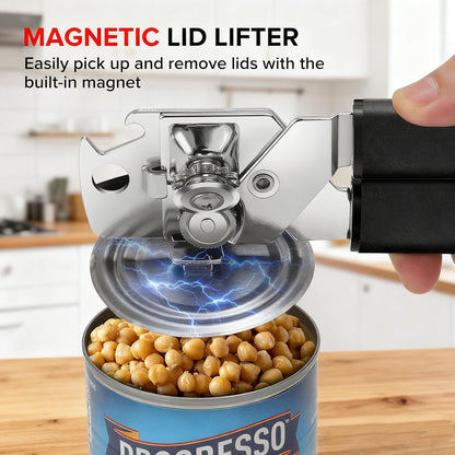 MARSWELL Heavy Duty Can Opener for Large Cans, Extra-Long Handles & Oversized Knob for Easy Cranking, Commercial Manual Hand Crank Opener Opens Big #10 Cans Smoothly, Strong All-Steel Construction