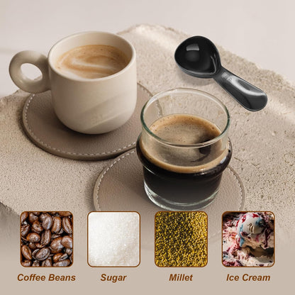 Coffee Scoops 2Tbs (30ml/ 1/8 Cup / 1 oz), Black 304 Stainless Steel Coffee 2 Tablespoon Scoop Short Handle Measuring Spoon, Set of 2