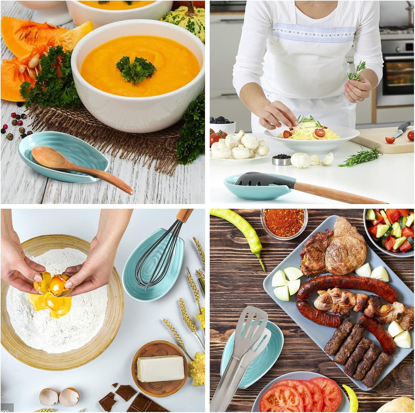 Hasense Spoon Rest for Stove Top - Blue Swirl Pattern Spoon Holder for Stove, Heat-Resistant Spoon Rest for Kitchen Counter, Ceramic Cooking Utensil Rest Ladle Holder for Spatula or Tong, 5.7 Inch