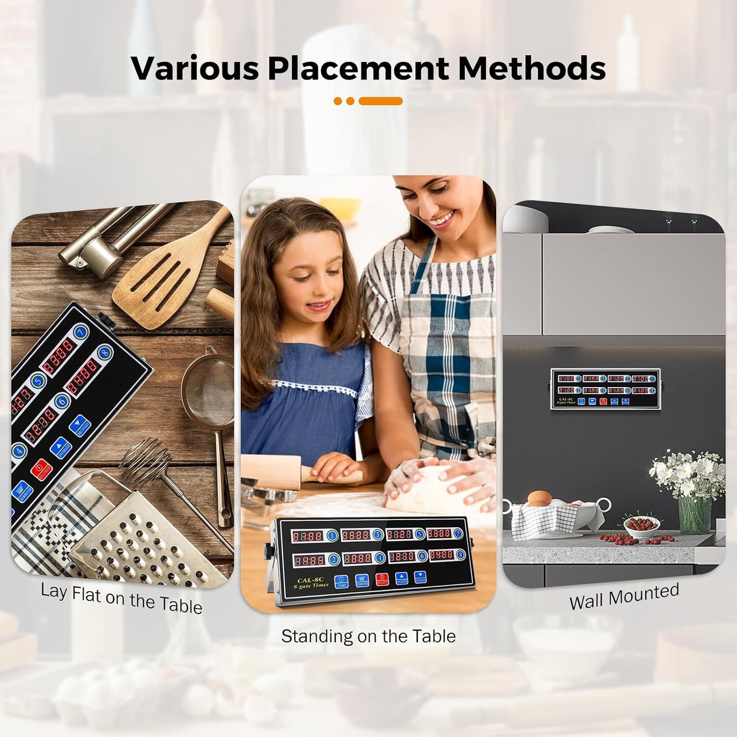 BEAMNOVA 8-Channel Digital Kitchen Timer, Commercial Timer for Restaurant, Food Timer for Cooking, Fryer Reminder, Adjustable Loud Alarm, Stainless Steel