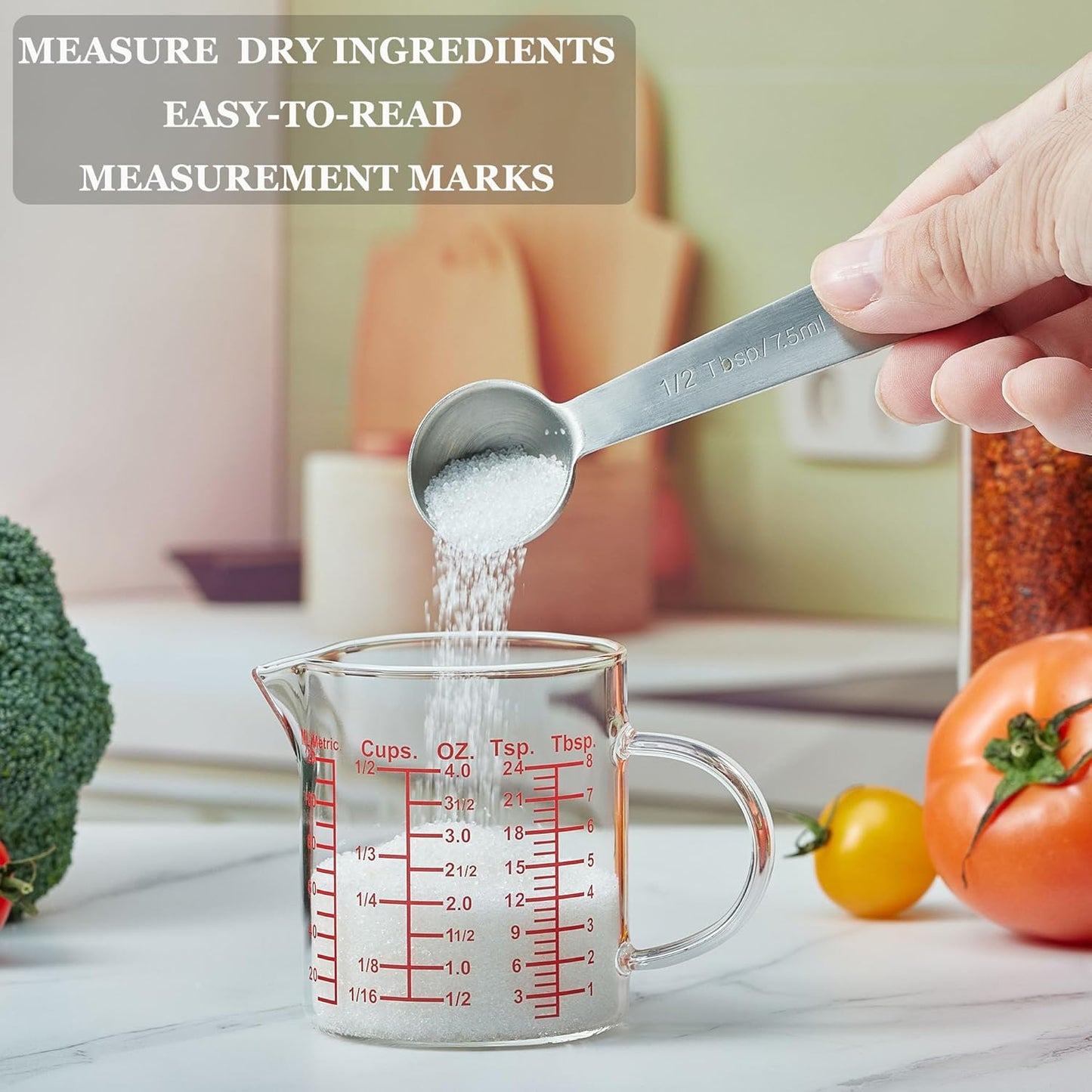 Ackers BORO3.3 Measure Glass -[Insulated handle | V-Shaped Spout]-Made of High Borosilicate Glass Measuring for Kitchen or Restaurant, Easy to Read, 120 ML (4 Oz)
