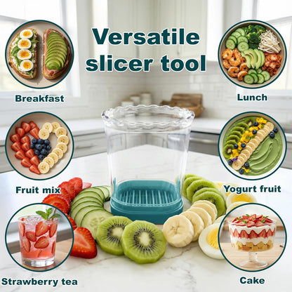Strawberry Slicer Cup with Push Plate, Fruit Cutter Kitchen Gadget for Egg, Kiwi, Banana, Cucumber, Easy Fruit & Vegetable Slicer, Strawberry Cutter Tool for Quick Safe Cutting (Black)