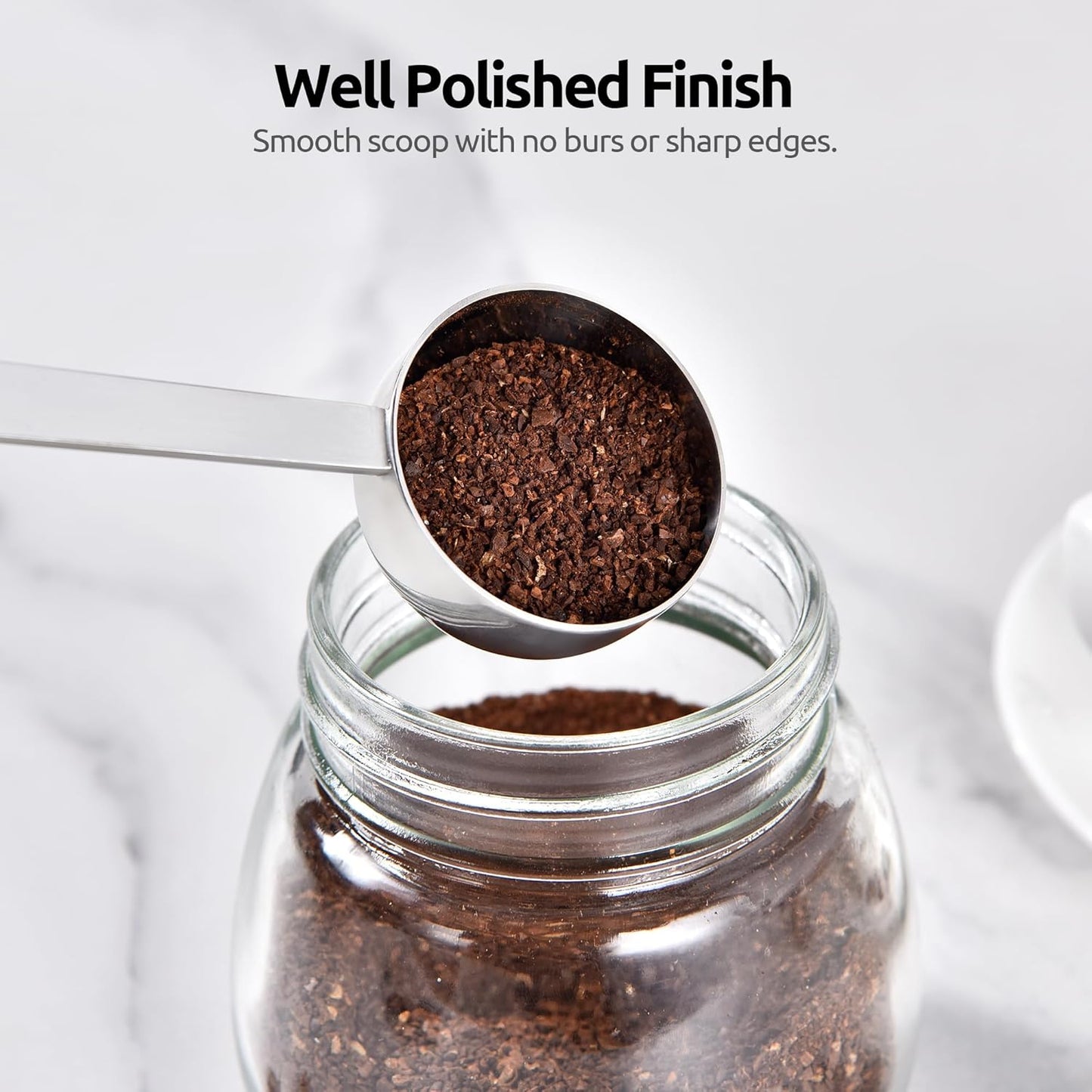 U-Taste Coffee Scoop 1 Tablespoon: 18/8 Stainless Steel Measuring Scooper for Ground Coffee, Bean, Powder, Espresso, 4.3in Long Handle Metal Measure Spoon for Canister, Jar (1Tbsp/15ml)