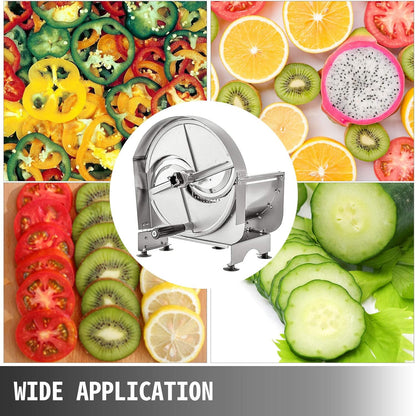 VEVOR Electric Vegetable Slicer, 0-0.5"/0-12mm Thickness Adjustable Commercial Slicer Machine, Convertible to Manual, Stainless Steel Food Cutter Slicing Machine, for Potato, Lemon, Tomato, Apple