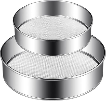 Patelai 1 Pc Stainless Steel Round Flour Sifter Sieve Fine Mesh for Bake Decorate Cakes, Pies, Pastries, Cupcakes (8 Inch 60 Mesh)
