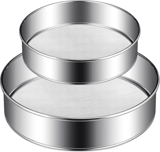 Patelai 1 Pc Stainless Steel Round Flour Sifter Sieve Fine Mesh for Bake Decorate Cakes, Pies, Pastries, Cupcakes (8 Inch 60 Mesh)
