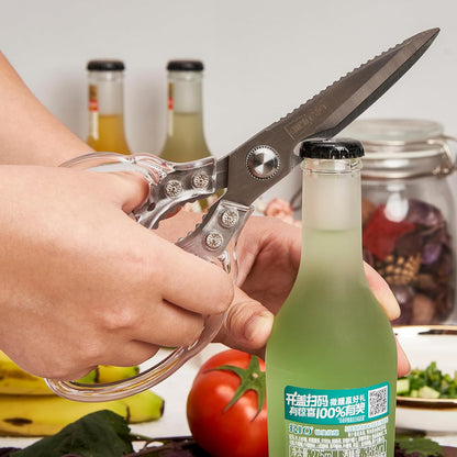 Rust-Resistant Kitchen Scissors, Transparent and Stylish Handle, Suitable For Cutting Various Foods and Their Packaging, Suitable For Large Hands,Colorful Blade