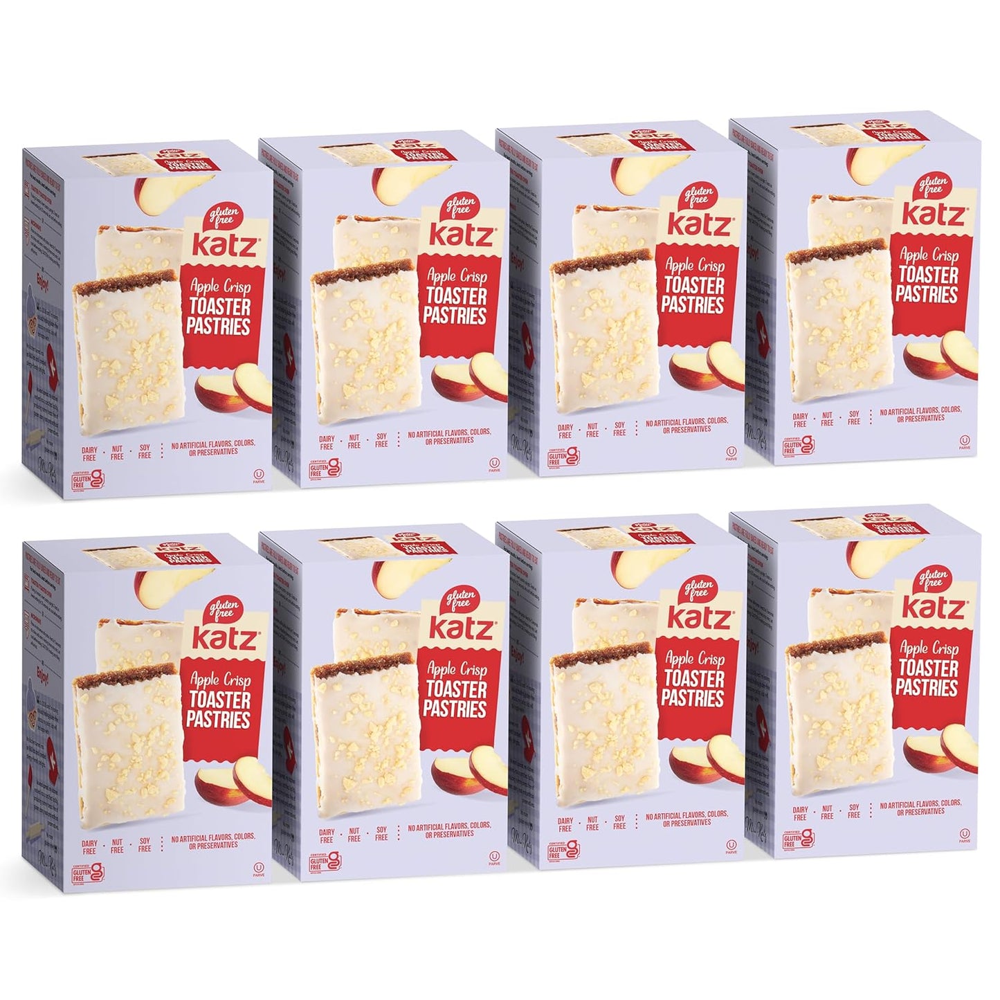 Katz Gluten Free Apple Crisp Toaster Pastries.Healthy Snacks for adulte & Kids. Free of Dairy, Peanuts, Tree Nuts, and Sesame, No Artificial Color. Kosher Snacks 8oz (4pk)