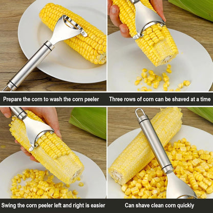 Corn Scraper,Stainless Steel Corn Peeler,Corn Cob Stripper,Corn Cob Thresher,Corn Kernel Remover Tool with Ergonomic Handle,for Kitchen Gadget (1pcs)