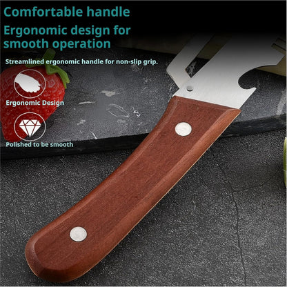 Vegetable Peeler with Wooden Handle and Bottle Opener,Stainless Steel Julienne Peeler,Multi Functional Kitchen Gadgets for Apple Fruit Orange Potato Carrot Pumpkin Papaya (2)