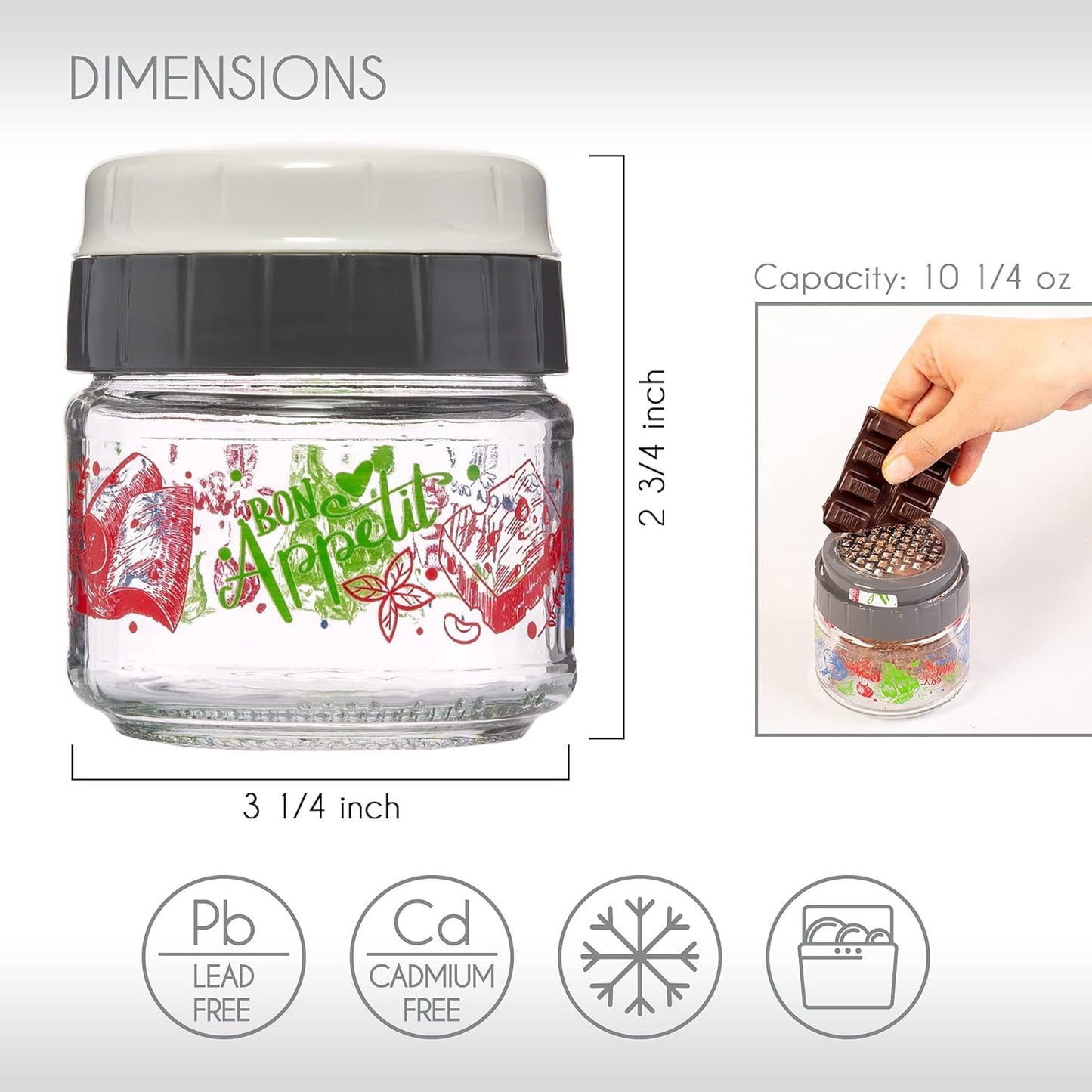 CRYSTALIA Cheese Grater with Glass Storage Container, Stainless Steel Food Shredder Box for Parmesan, Ginger, Garlic, Vegetable, Nutmeg, Small Fine Grinder with Lead-Free Glass Jar for Kitchen (Green)