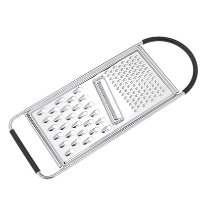 Amazon Basics Cheese Grater with Handle, Stainless Steel Zester, Easy to Clean, Dishwasher Safe, Rectangular, Non-Slip, Multifunction Tool for Kitchen Prep, Vegetables, Black