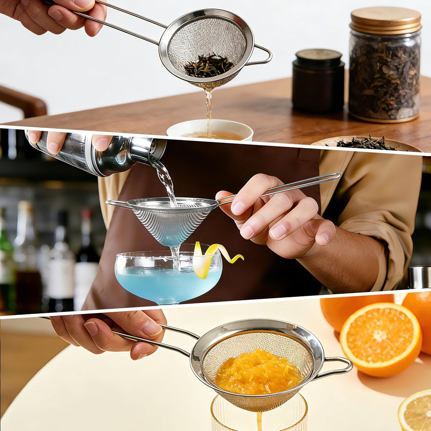 4PCS Fine Mesh Strainer, Mituer Stainless Steel Small Tea Cocktail Drink Strainers for Kitchen and Bar