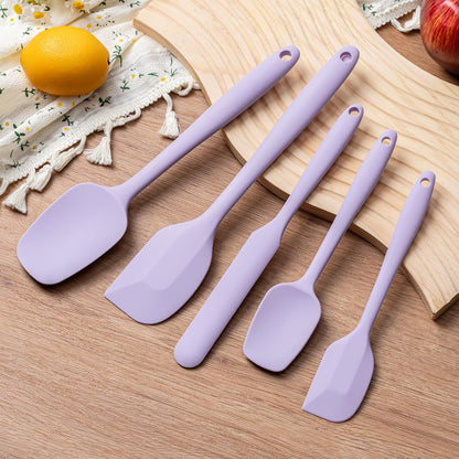 Silicone Spatula Set, 5 Piece Food Grade Rubber Spatulas for Baking, Cooking, and Mixing High Heat Resistant Non Stick Dishwasher Safe BPA-Free (Multicolor)