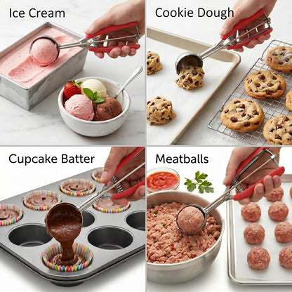 Ice Cream Scoop, 18/8 Stainless Steel Cookie Scoop, Cookie Scoops for Baking, 2 Tbsp/ 30 ml/ 1 oz Cookie Dough Scoop, Ice Cream Scooper with Trigger Release, Cookie Scooper for Baking