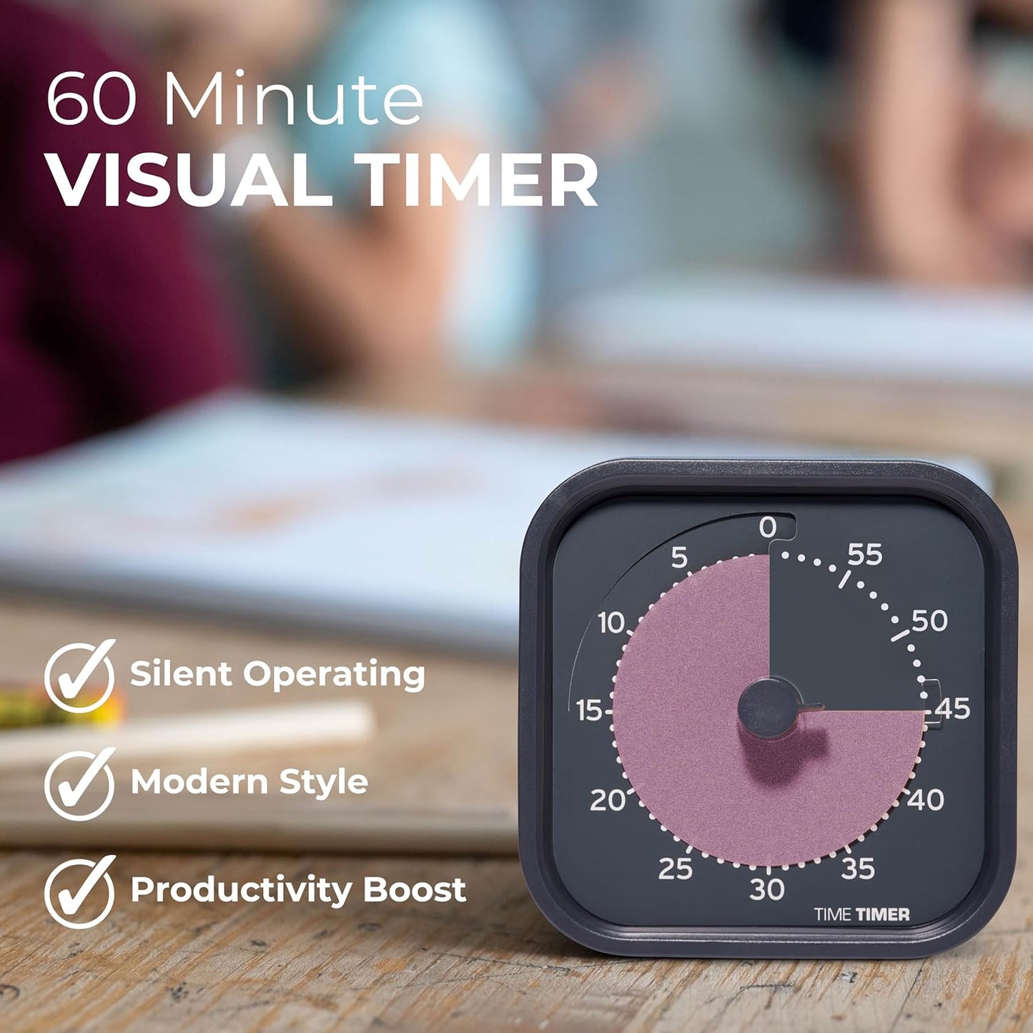 Time Timer MOD Home - Metallic Series - Individual Sized 60 Minute Visual Countdown Timer for ADHD, Adults, Students, and Pomodoro with Silent Operation (Metallic Forest)